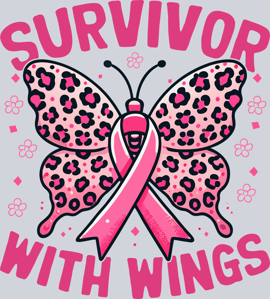 DTF Transfer Breast Cancer - Survivor with Wings