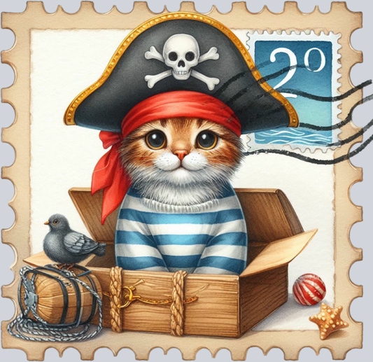 DTF Transfer High Seas - Postage Pirate Cat