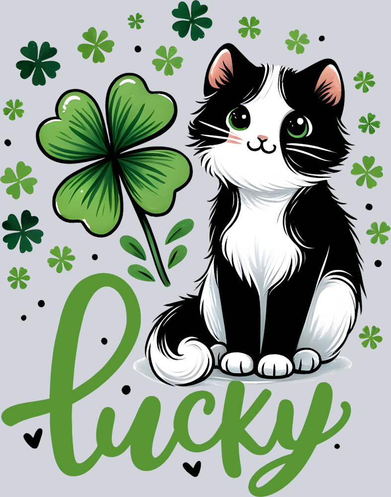 DTF Transfer St. Patrick's Day - Lucky Cat