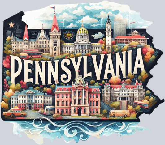 DTF Transfer Pennsylvania - Retro Map