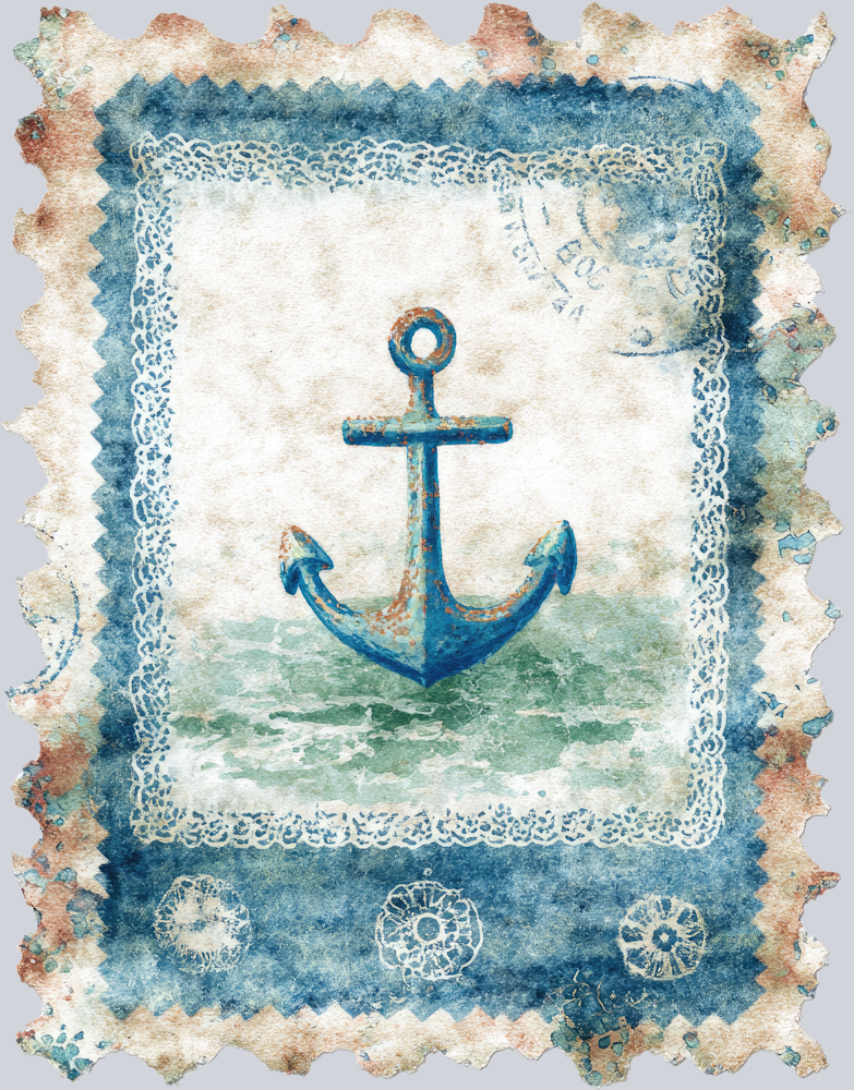 DTF Transfer High Seas - Postage Rusty Anchor