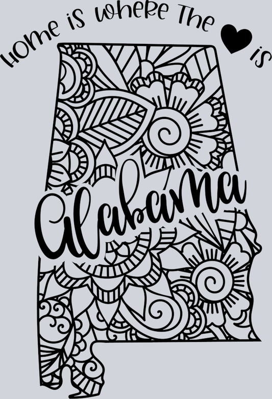 DTF Transfer Alabama - Home is where the Heart is