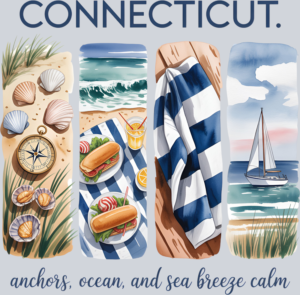 DTF Transfer Connecticut - Anchors, Ocean, and Sea Breeze Calm