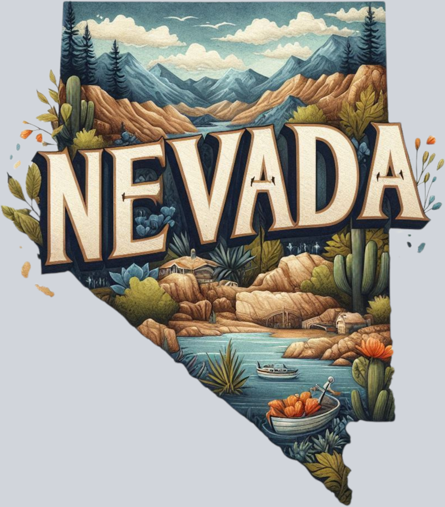 DTF Transfer Nevada - Retro Map