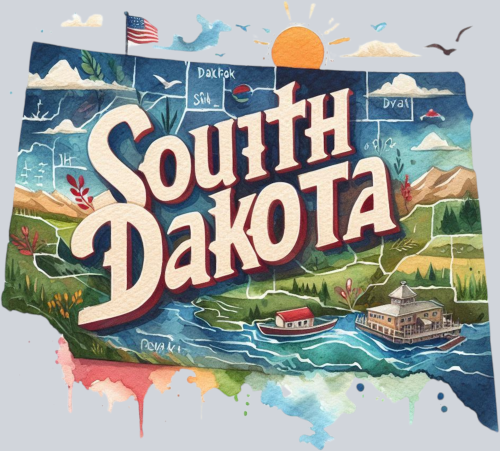 DTF Transfer South Dakota - Retro Map