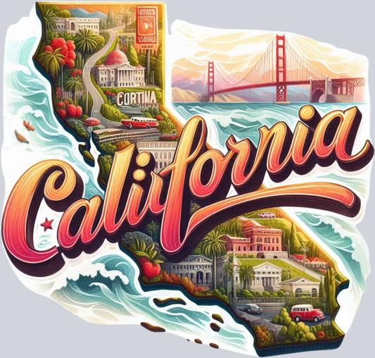 DTF Transfer California - Retro Map