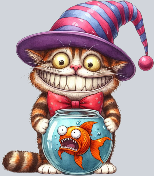 DTF Transfer Cats - Fish Bowl