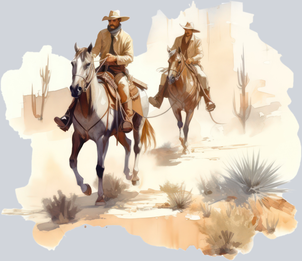 DTF Transfer Western - Twin Cowboys