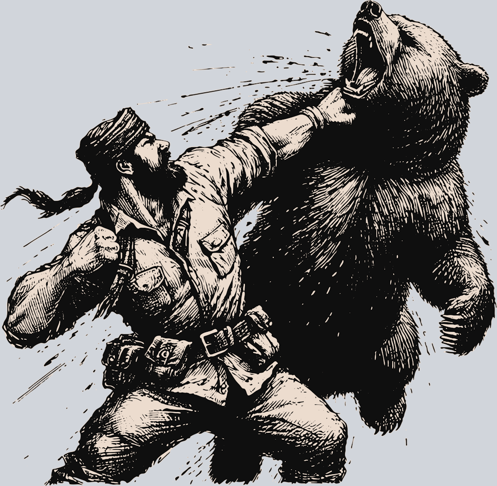 DTF Transfer Hunting - Man Punching a Bear