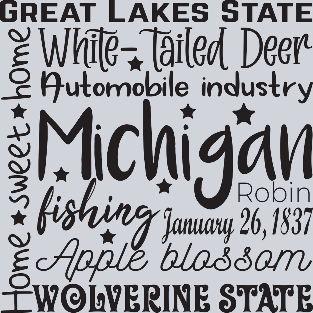 DTF Transfer Michigan - Square Word Art Michigan