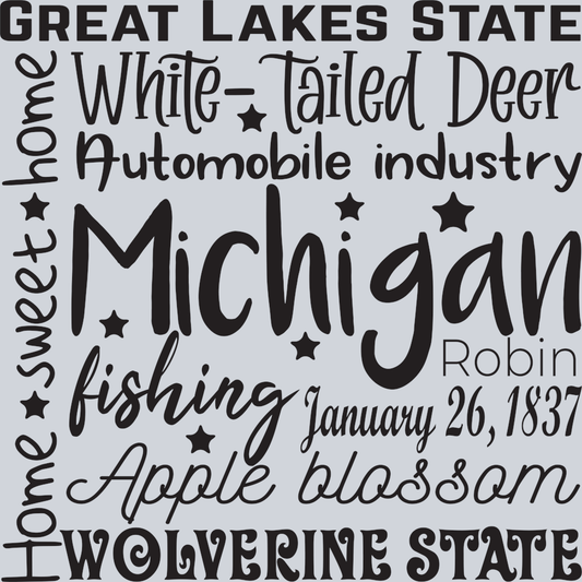 DTF Transfer Michigan - Square Word Art Michigan