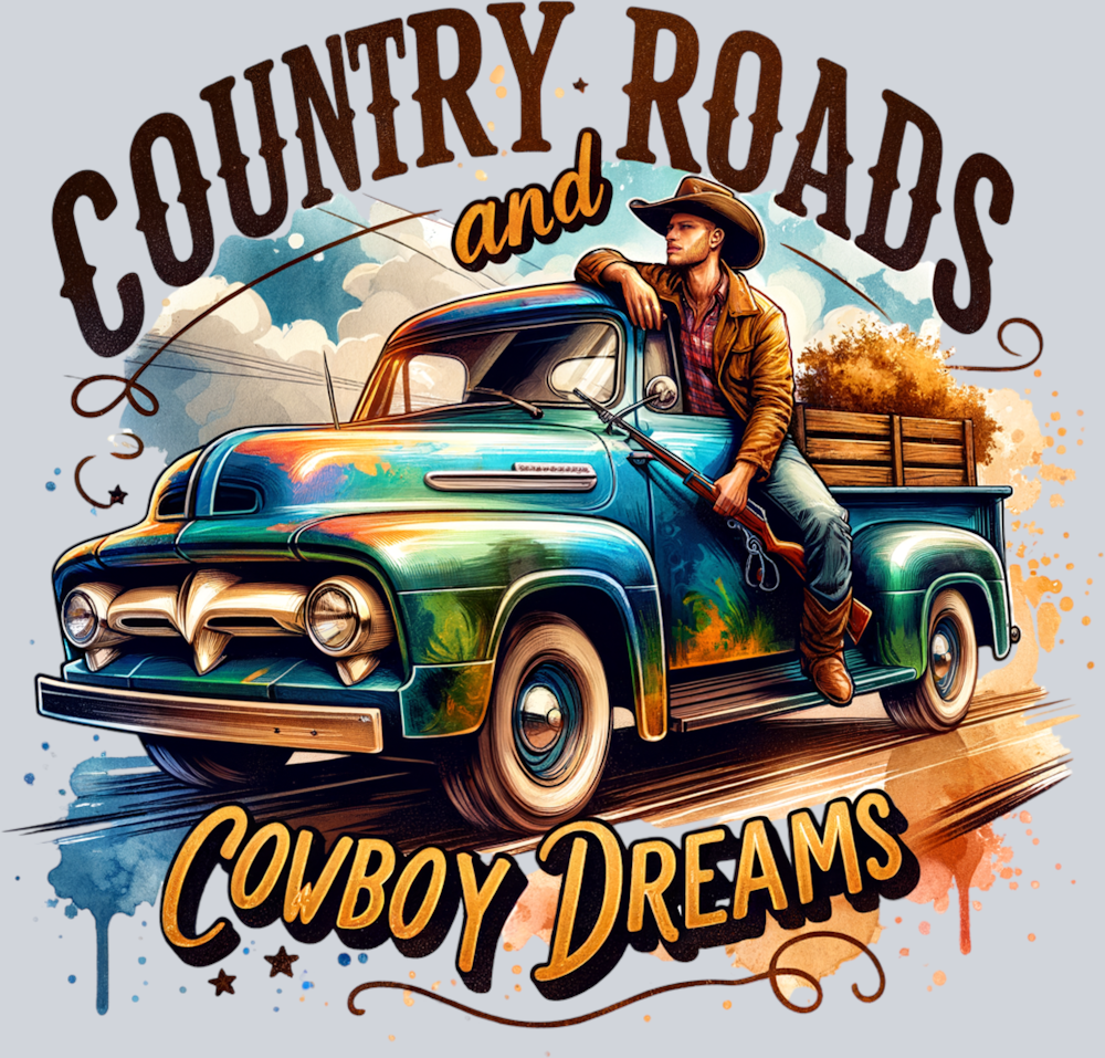 DTF Transfer Western - Country Roads and Cowboy Dreams