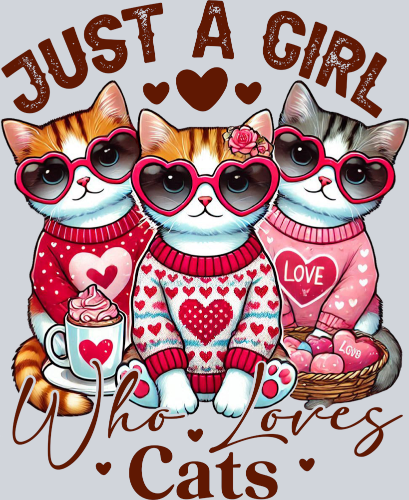 DTF Transfer Valentines - Just a Girl Who Loves Cats
