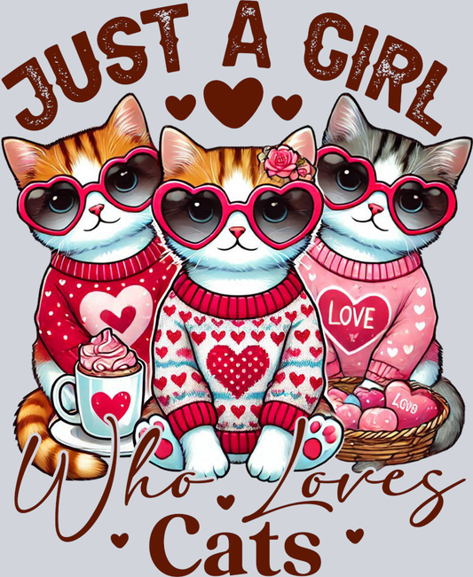 DTF Transfer Valentines - Just a Girl Who Loves Cats