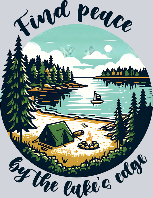 DTF Transfer Camping - Find Peace by the Lake's Edge