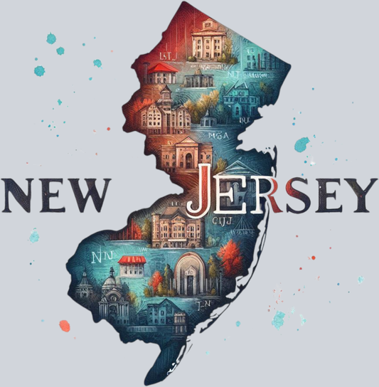 DTF Transfer New Jersey - Retro Map