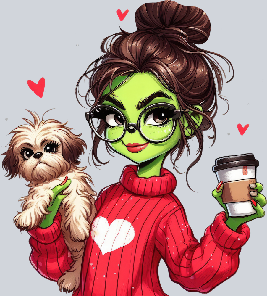 DTF Transfer Valentines - Green Girl with Dog