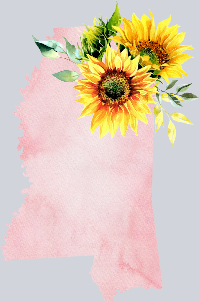 DTF Transfer Mississippi - Sunflower Watercolor