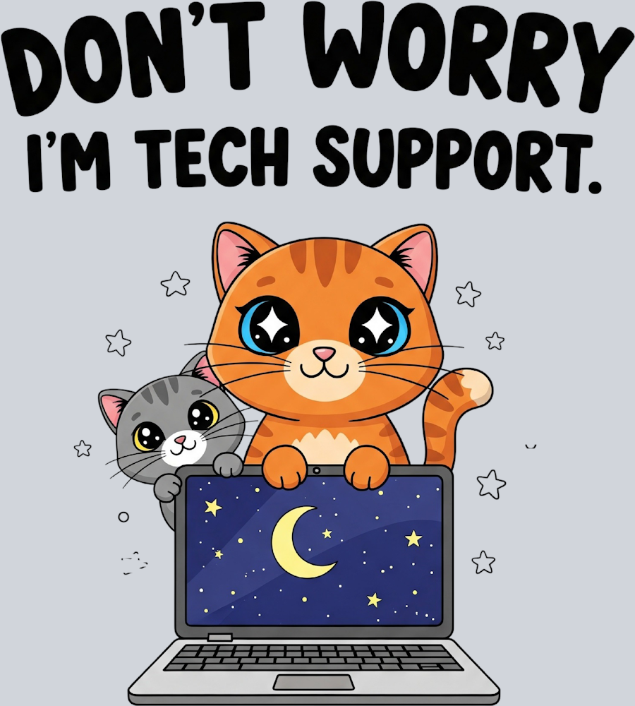 DTF Transfer Cats - Don't Worry I'm Tech Support
