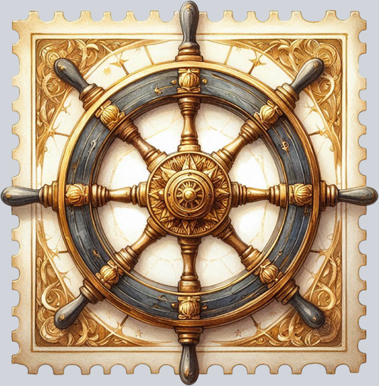 DTF Transfer High Seas - Postage Ship Wheel