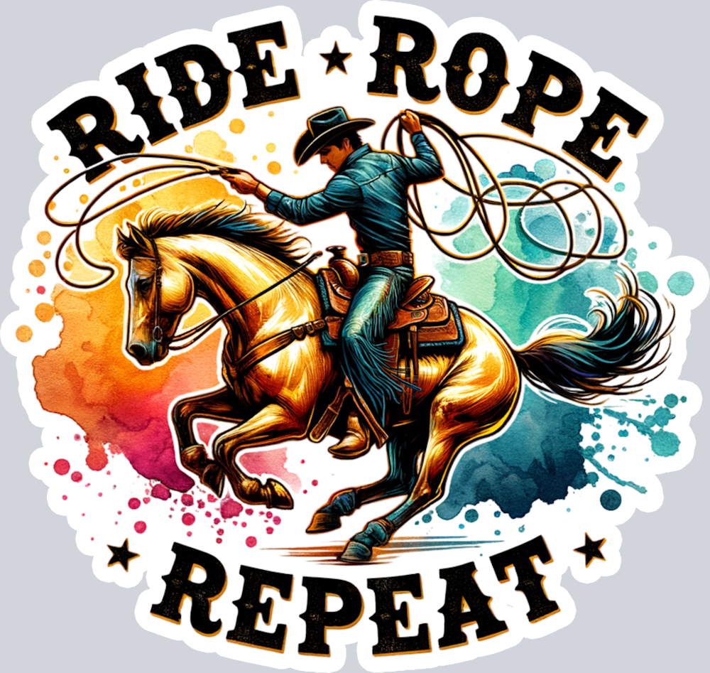 DTF Transfer Western - Ride Rope Repeat