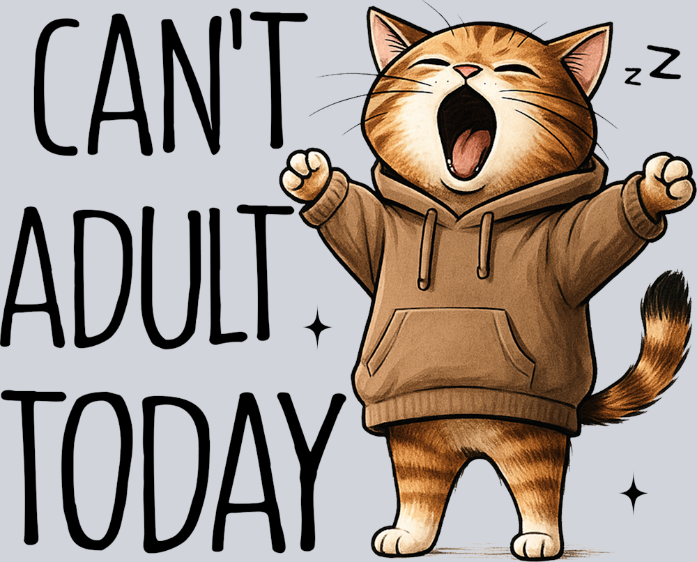 DTF Transfer Cats - Can't Adult Today 2