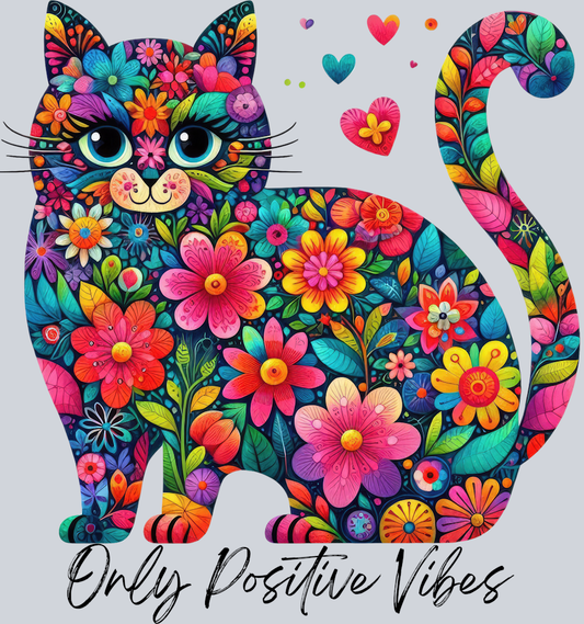 DTF Transfer Cats - Only Positive Vibes
