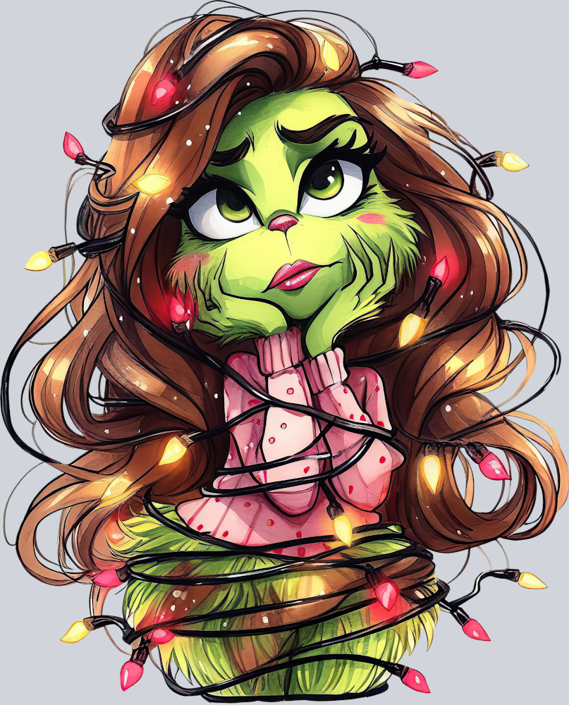 DTF Transfer Christmas - Grinchy Girl Tangled