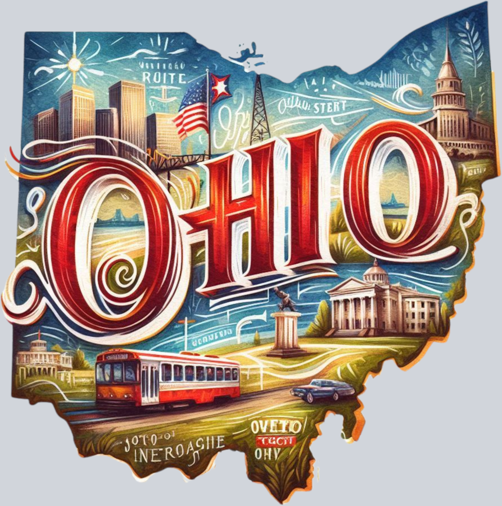 DTF Transfer Ohio - Retro Map