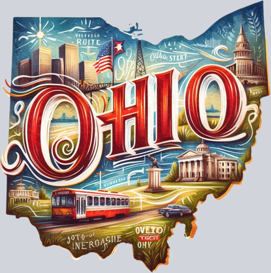 DTF Transfer Ohio - Retro Map