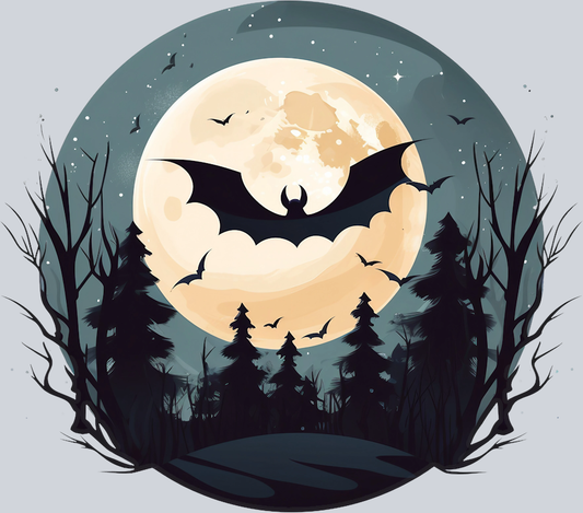 DTF Transfer Halloween - Bat in the Moon