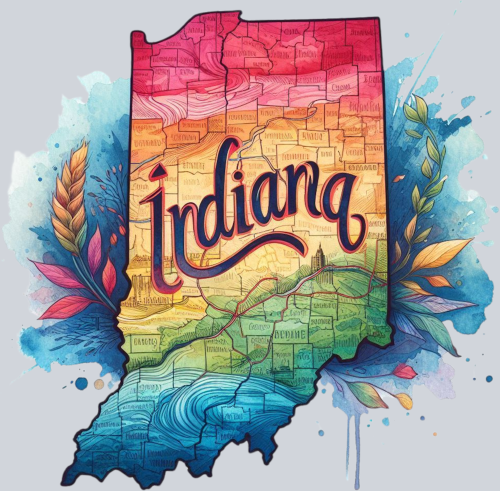 DTF Transfer Indiana - Retro Map