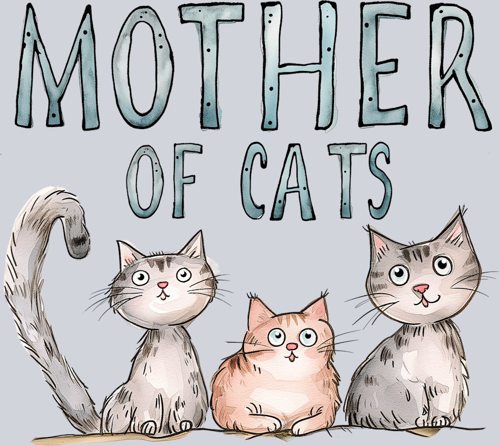 DTF Transfer Cats - Mother of Cats Grey
