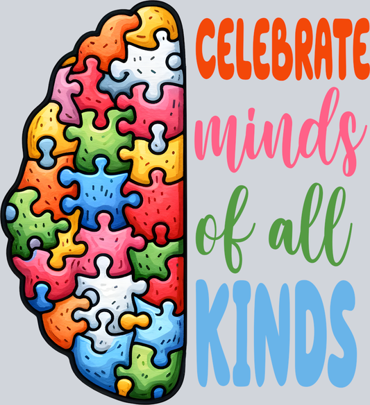DTF Transfer Autism - Celebrate Minds of all Kinds