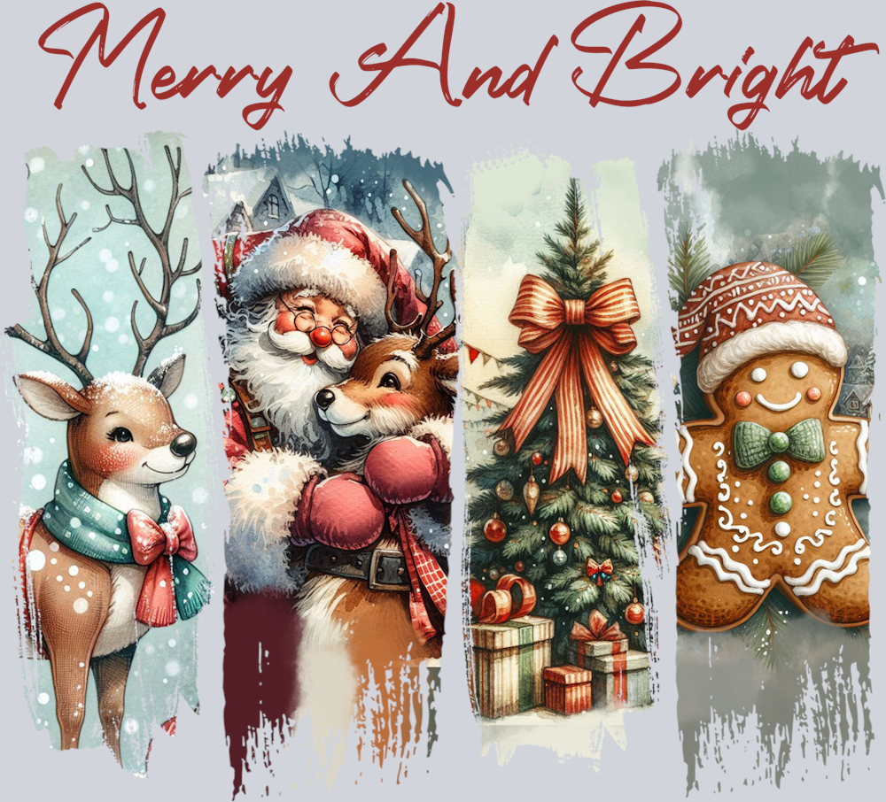 DTF Transfer Christmas - Merry and Bright Panels