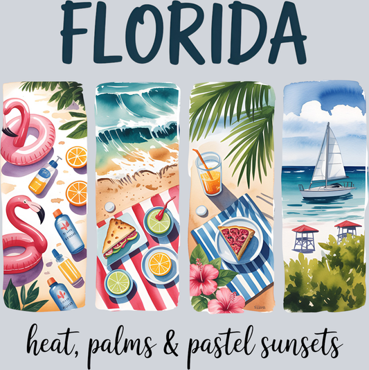 DTF Transfer Florida - Heat, Palms & Pastel Sunsets