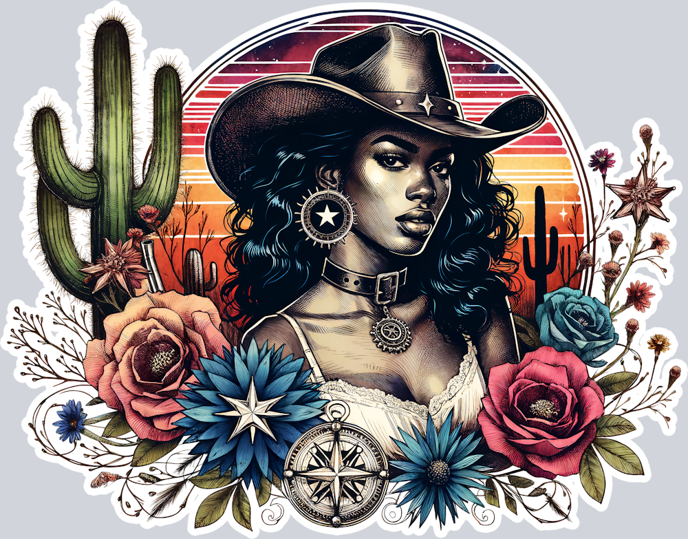 DTF Transfer Western - African American Cowgirl