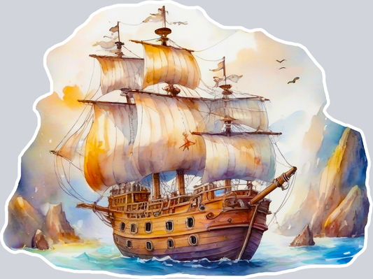 DTF Transfer High Seas - Ship Between the Cliffs