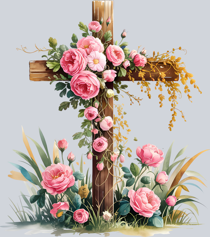 DTF Transfer Easter - Cross Flowers