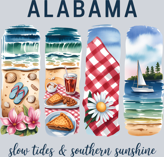 DTF Transfer Alabama - Slow Tides & Southern Sunshine