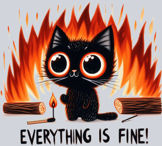 DTF Transfer Cats - Everything is Fine