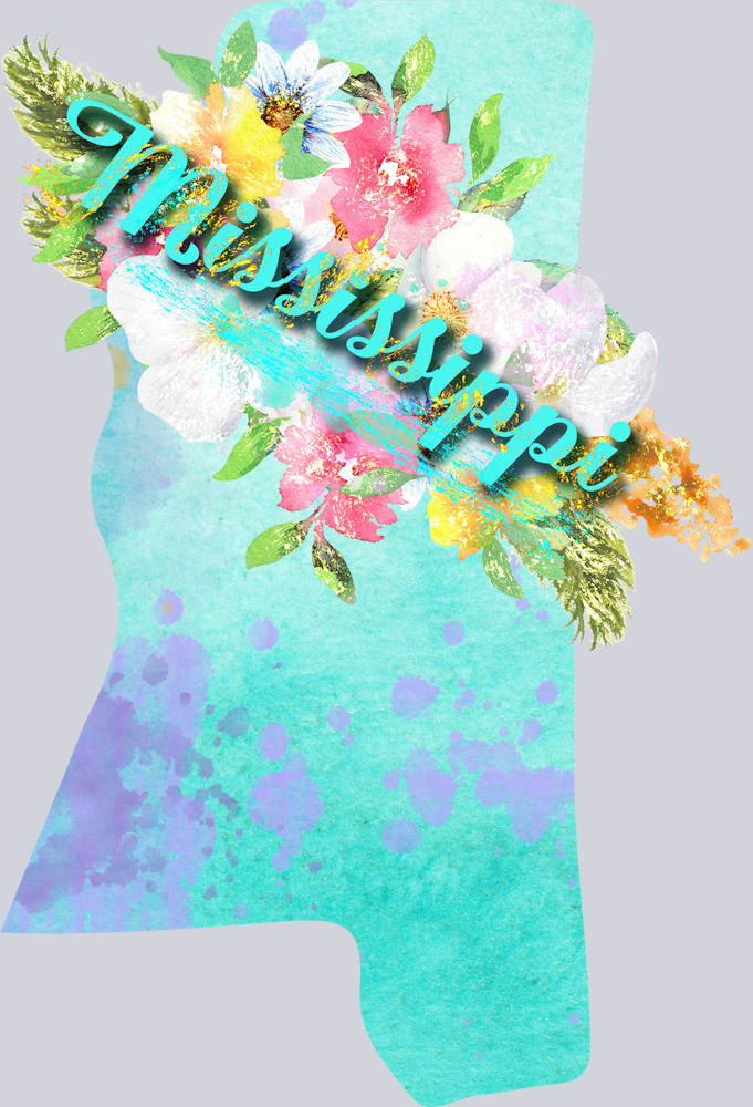 DTF Transfer Mississippi - Watercolor Flowers
