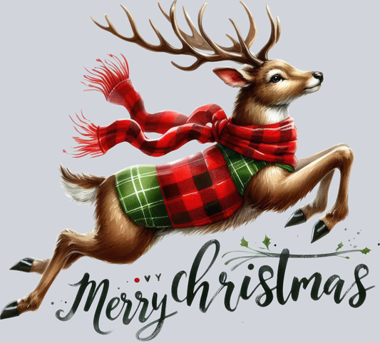 DTF Transfer Christmas - Merry Christmas Deer Plaid