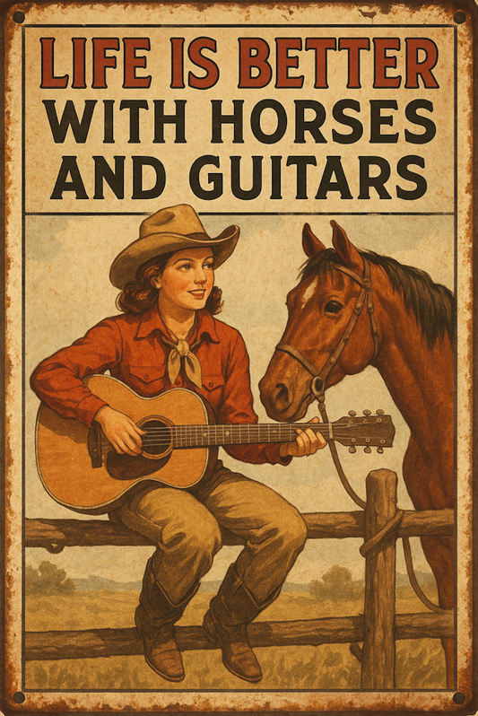 DTF Transfer Western - Life is Better with Horses and Guitars