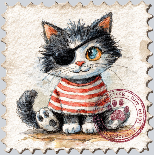 DTF Transfer High Seas - Postage Eyepatch Cat