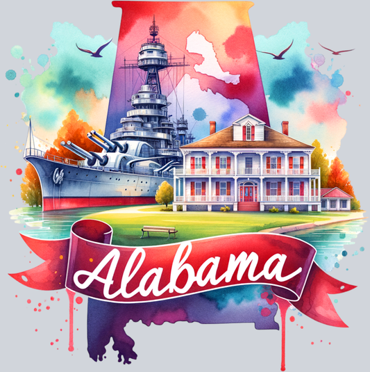 DTF Transfer Alabama - Retro Travel