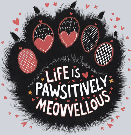 DTF Transfer Cats - Life is Pawsitively Meowellous