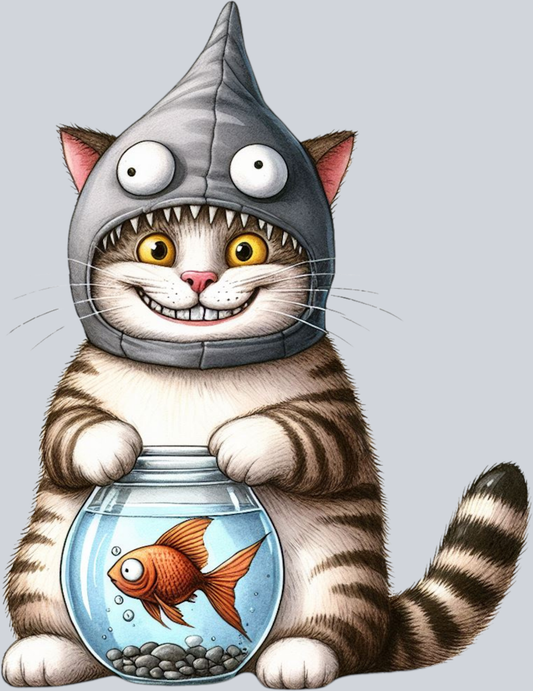 DTF Transfer Cats - Shark Cat