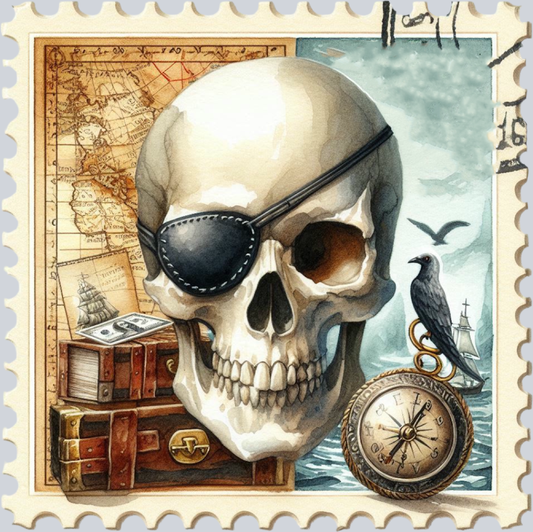 DTF Transfer High Seas - Postage Eyepatch Skull