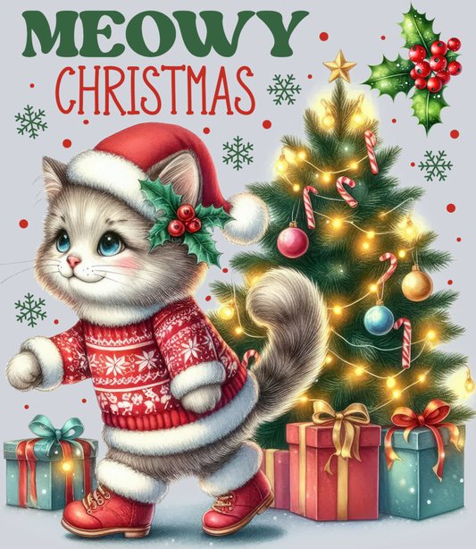 DTF Transfer Christmas - Meowy Christmas